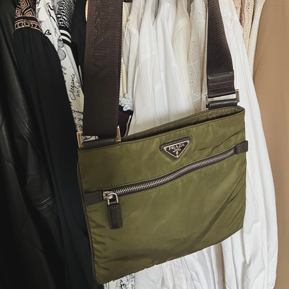 AUTHENTIC PRADA Olive Green Crossbody Bag